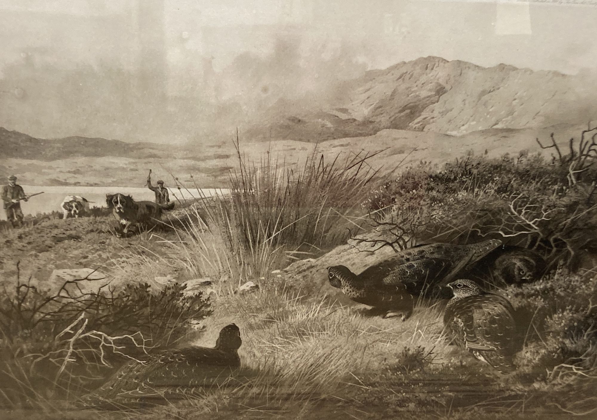 Archibald Thorburn, lithograph, Partridge and beaters, signed in pencil, overall 44 x 55cm
